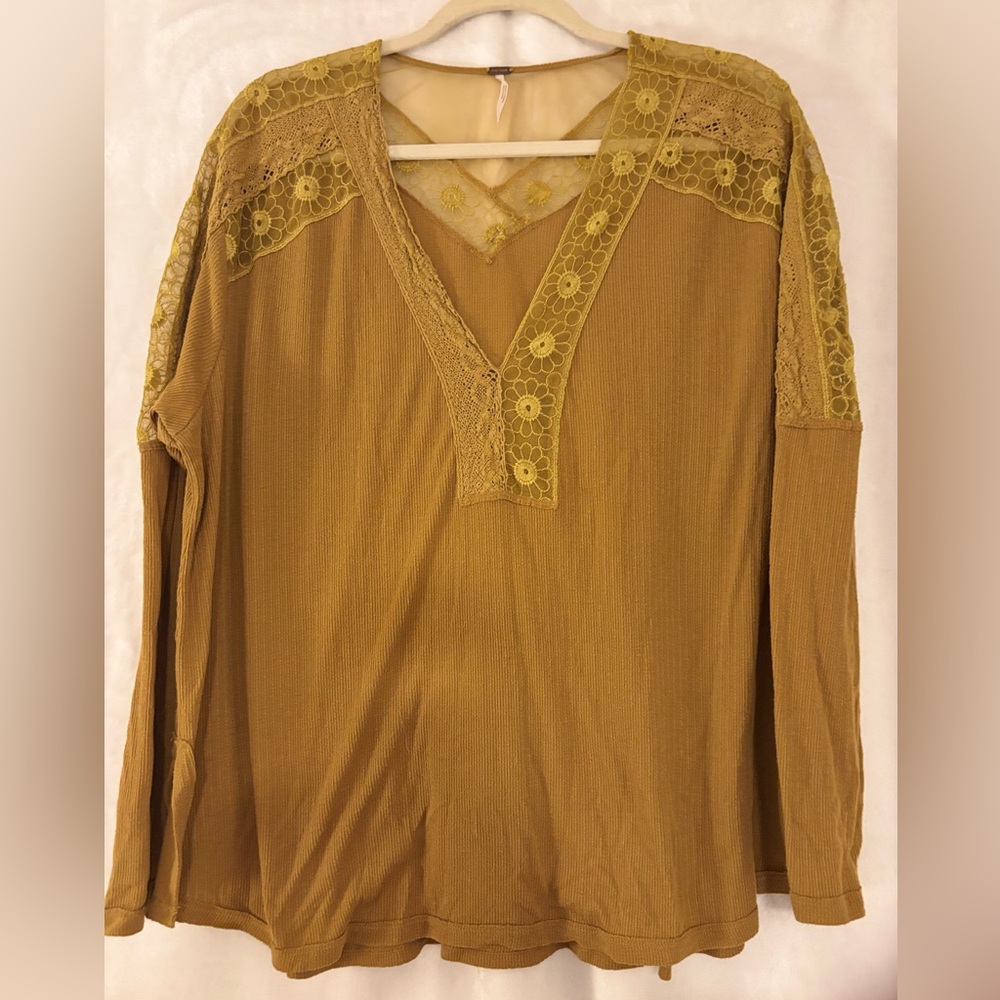 Free People Lace Trim Top